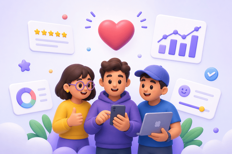 People discussing the app they are using